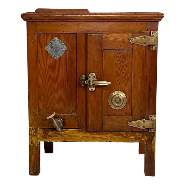 Italian Wood and Brass Ice Box, 1930s For Sale