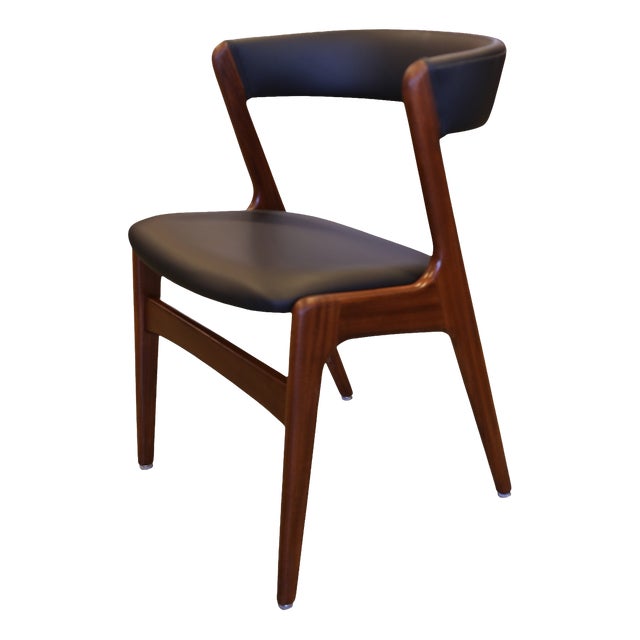 Danish Fire Chair T21 in Teak and Black Leather, 1960s For Sale