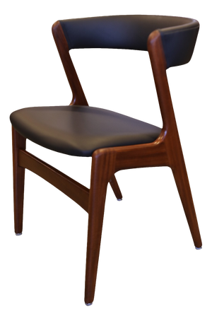 Danish Fire Chair T21 in Teak and Black Leather, 1960s