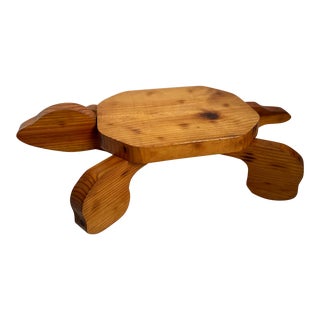 Vintage Handmade Folk Art Furniture Turtle Plant Stand or Stool For Sale