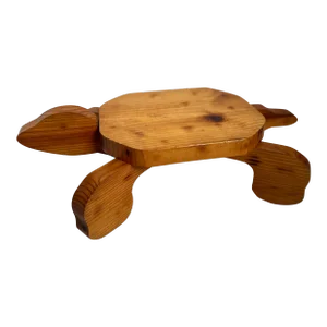 Vintage Handmade Folk Art Furniture Turtle Plant Stand or Stool