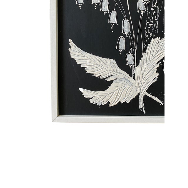 Mid-Century Modern Mid-Century Original Black-and-White Oil Painting "Fleurs" - Signed MacKay For Sale - Image 3 of 11