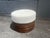 White 1970s Round Rattan Ottoman, Boucle, Mid Century For Sale - Image 8 of 10