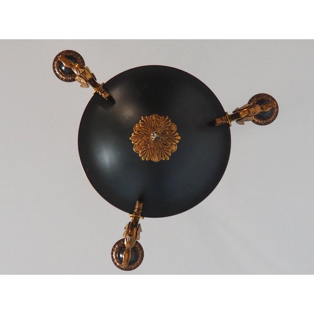 Vintage French Empire Bronze Chandelier, 1980s For Sale - Image 4 of 11