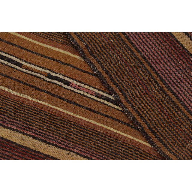Beige Vintage Persian Kilim, Tribal Gallery Runner in Rich Brown Stripes - Rug & Kilim For Sale - Image 8 of 8