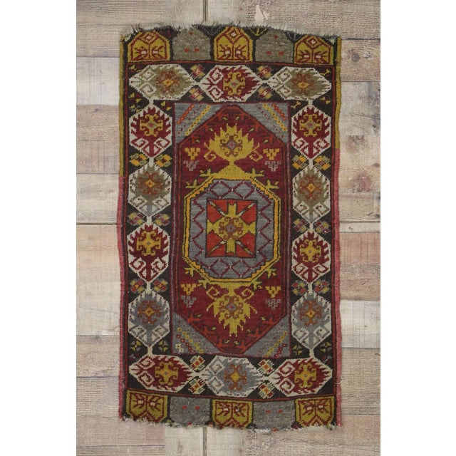 Brick Red Antique Turkish Oushak Rug - 01'09 X 03'02 For Sale - Image 8 of 9