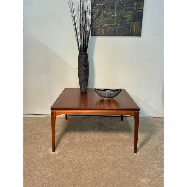 Wood Vintage MCM Walnut Square Cocktail Table For Sale - Image 7 of 9