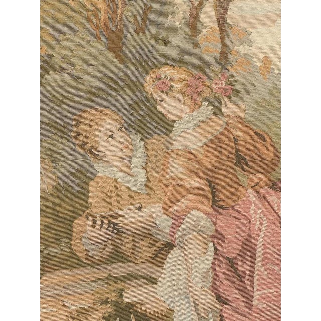 Beige Vintage Aubusson Style Jaquard Tapestry with Repos Fontaine Motif, 1980s For Sale - Image 8 of 18