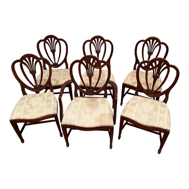 Chairs Dinning Drexel Hepplewhite Heart Back Shield Back Vintage For Sale