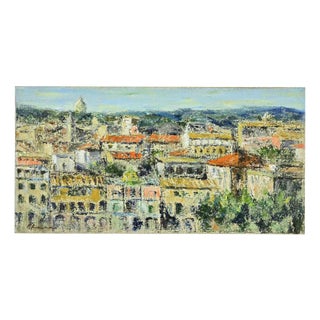 Pino Romanò, Roofs in Rome, Oil Painting, 1990s For Sale