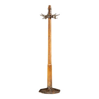 Antique Oak Mission-Style Barbershop Coat Rack For Sale