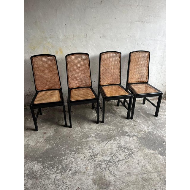 Wood Black Lacquered Cane Dining Chairs, 1980s, Set of 4 For Sale - Image 7 of 7