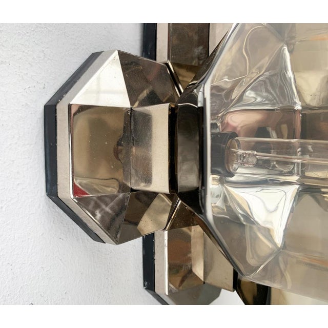 Vintage German Space Age Chrome & Glass Wall or Ceiling Lamp by Motoko Ishii for Staff, 1970s For Sale - Image 9 of 18