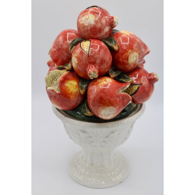 Vintage Italian Ceramic Pomegranate Topiary For Sale In Tulsa - Image 6 of 9