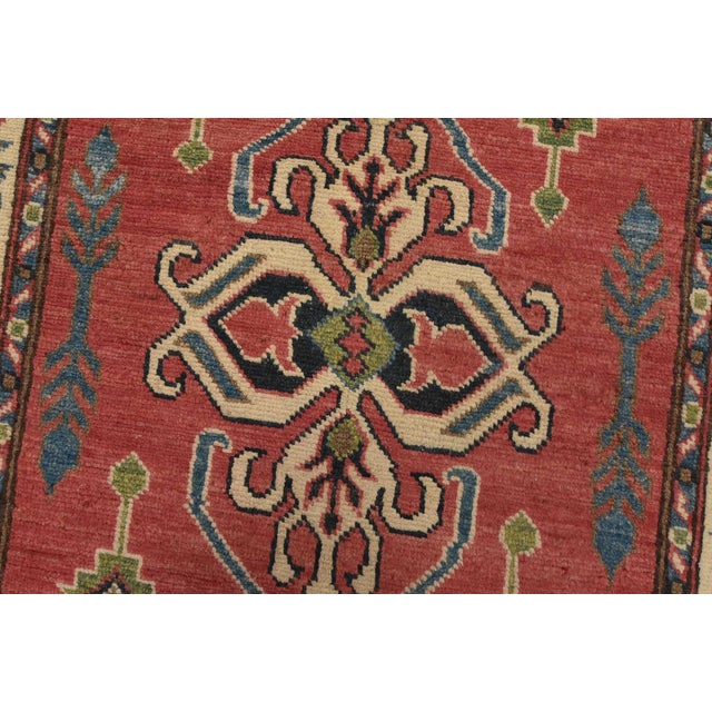 Textile Kazak Runner 2’8” X 9’9” Red Wool Tribal Hand-Knotted Oriental Rug For Sale - Image 7 of 13