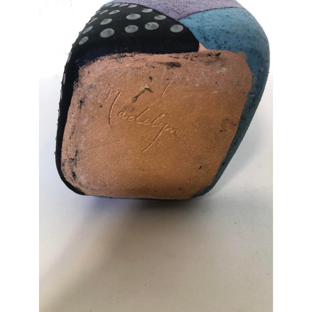 Ceramic Memphis Styled, Ceramic Art Vase, Signed Madelyn T. For Sale - Image 7 of 8