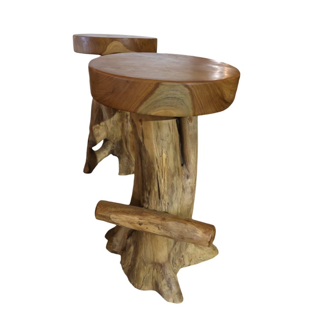 Contemporary Teakwood Root Bistro Table and Stool Set For Sale - Image 3 of 4