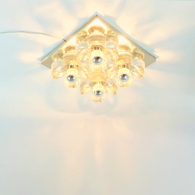 Glass Mid-Century Modern Floral Glass & Chrome Wall Light from Sische, Germany, 1970s For Sale - Image 7 of 11