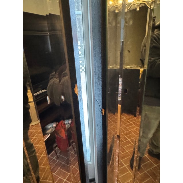 Vintage Four Panel Beveled Mirrored Screen For Sale - Image 13 of 16