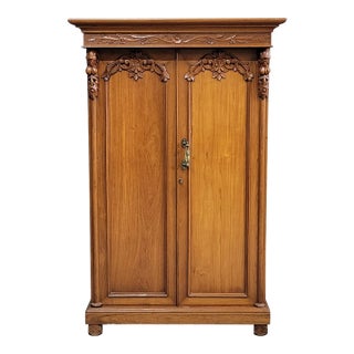 Antique Circa 1900 British Colonial Anglo Indian Teak Linen Press For Sale