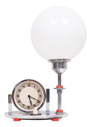 Art Deco Table Clock and Lamp, 1930s