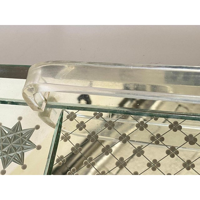 Silver French Art Deco Style Tray with Beveled Mirror and Bakelite Handles, 1940s For Sale - Image 8 of 14