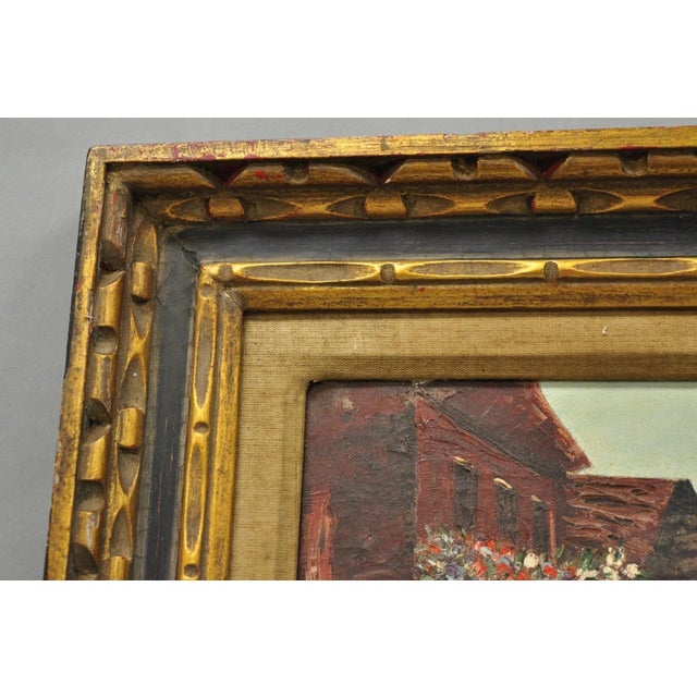 Vintage Angela Dudley "Lake Garda. Italy" Italian Hollywood Regency Oil Painting For Sale - Image 10 of 18