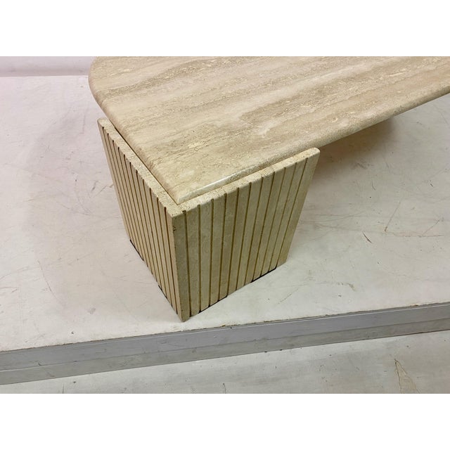 Eye Shaped Travertine Coffee Table, 1970s For Sale - Image 4 of 18
