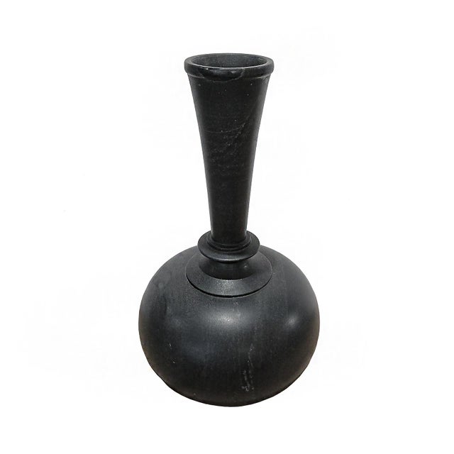 Indian Mid 20th Century Black Marble Vase For Sale - Image 3 of 12