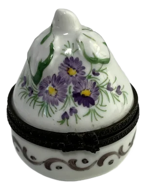 Vintage Limoges Floral Pear Trinket Box