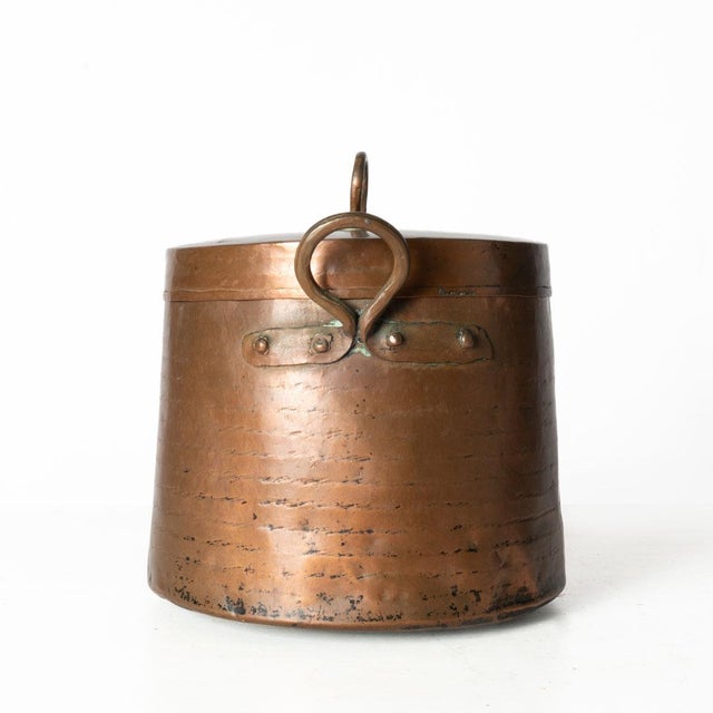 Hand Wrought Copper Double Handle Pot For Sale - Image 6 of 7