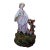 Antique German Rococo-Style Hand-Painted Porcelain Figurine of a Lady With a Basket and Puppy For Sale