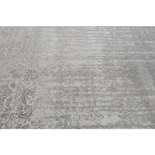 Pasargad Home Transitiona Silver Vsilk & Wool Area Rug- 8' 1" X 10' 0" For Sale - Image 4 of 6