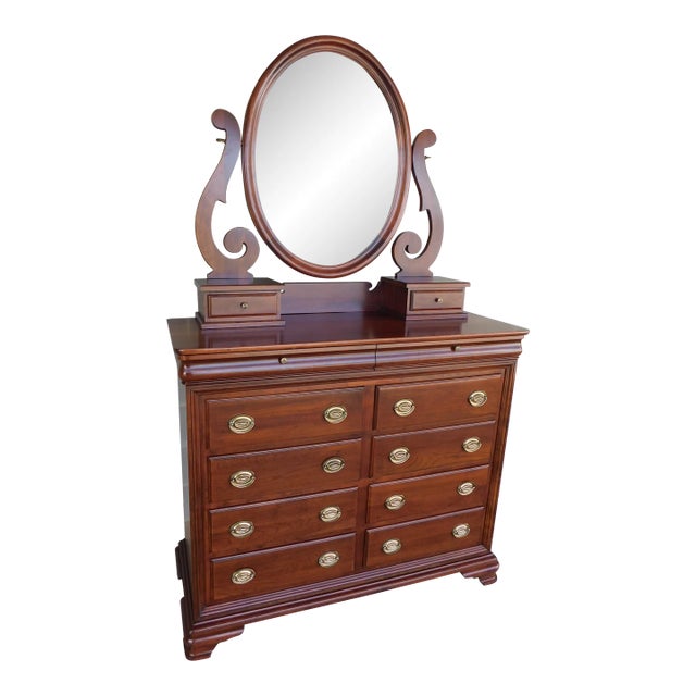 Jamestown Sterling Cherry Dresser & Mirror For Sale