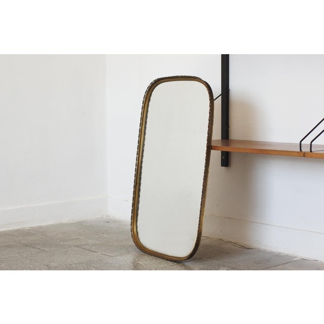 Mid-Century Modern Vintage Brass Wall Mirror, 1950s For Sale - Image 3 of 7