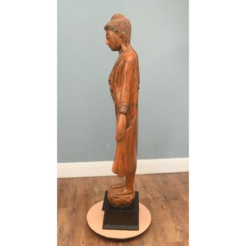 Carved Standing Burmese Buddha Statue For Sale - Image 10 of 18