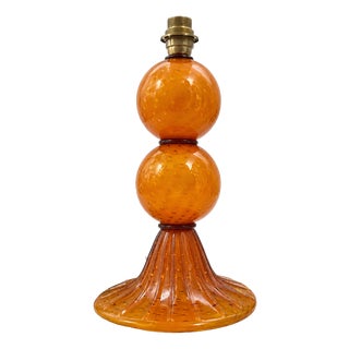 Mid-Century Modern Amber Murano Glass Table Lamp Base from Murano Glass Sommerso, 1970s For Sale