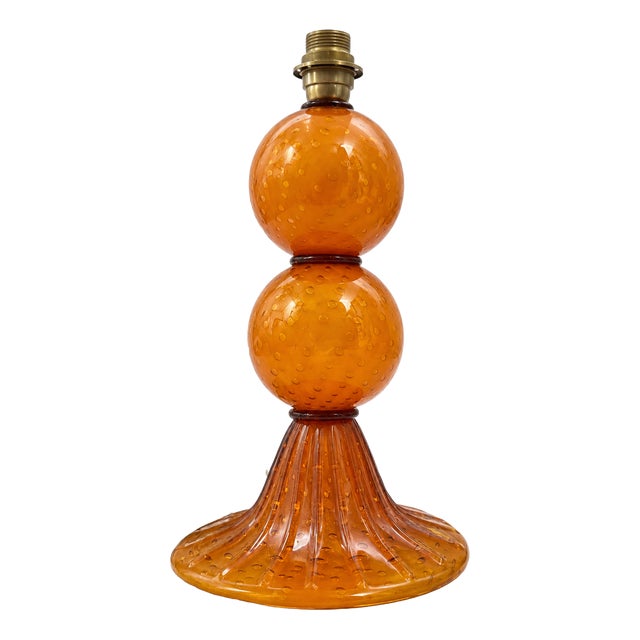 Mid-Century Modern Amber Murano Glass Table Lamp Base from Murano Glass Sommerso, 1970s For Sale