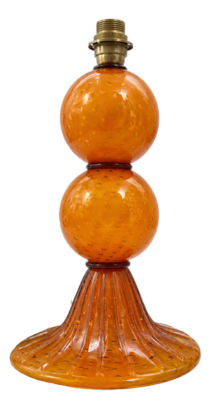 Mid-Century Modern Amber Murano Glass Table Lamp Base from Murano Glass Sommerso, 1970s