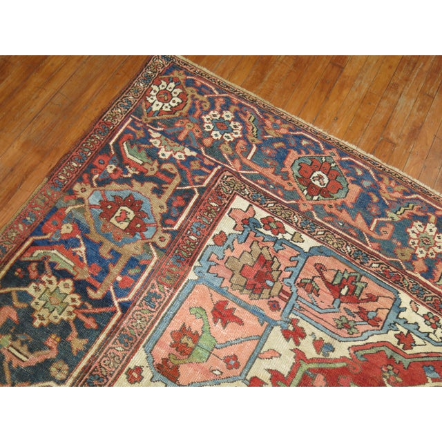 Zabihi Collection Large Antique Persian Square Heriz Rug - 8'6" x 9'2" For Sale - Image 10 of 12