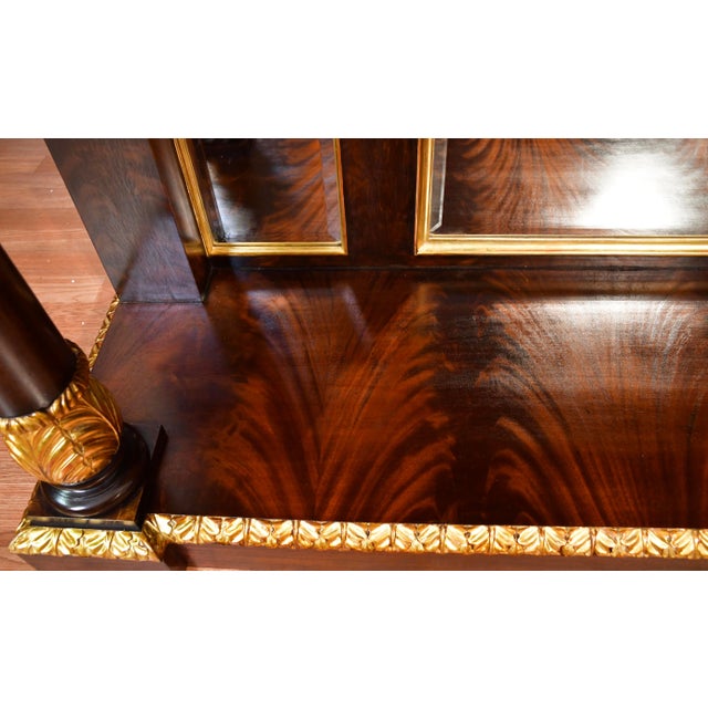 Wood 1930s French Empire Crotch Mahogany & Mirror Back Console Table For Sale - Image 7 of 18