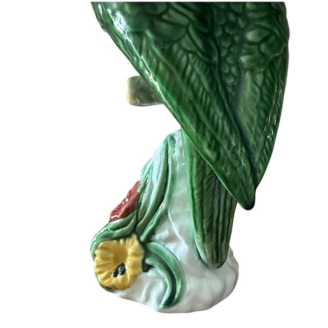 1980s Vintage Bordallo Pinheiro Ceramic Parrot Sculpture - 11.25” Tall For Sale - Image 5 of 9