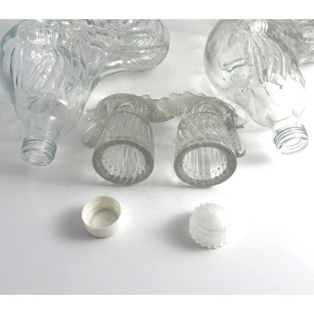 French 1990s French Glass Rooster Decanters- Set of 2 For Sale - Image 3 of 9
