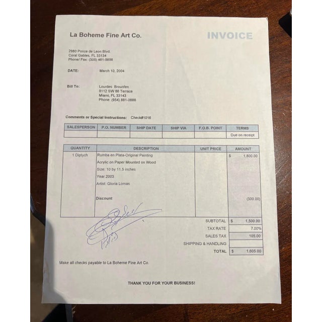 2000 - 2009 Mounted Acrylic on Canvas, Las Rumbas en Plata, Gloria Lamas, Original Art For Sale - Image 5 of 8