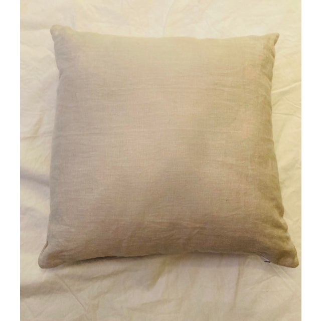 2020s Beige Linen Decorative Accent Pillow With White Ribbon Border For Sale - Image 5 of 6