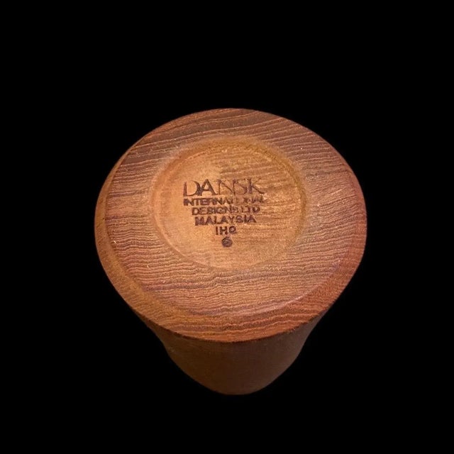 Mid-Century Modern Vintage Dansk Jens Quistgaard Teak Wood Brass Candleholder For Sale - Image 3 of 4