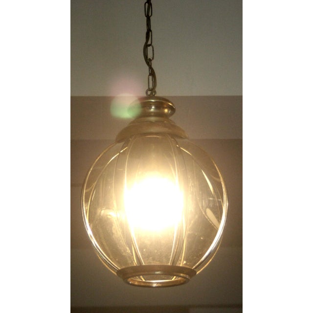 Mid-Century Modern Mid-Century Modern Italian Brass Pendant Light with Smoked Glass, 1970s For Sale - Image 3 of 14