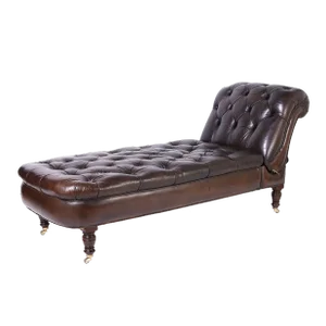 Vintage Tufted Leather Reclining Chaise Lounge