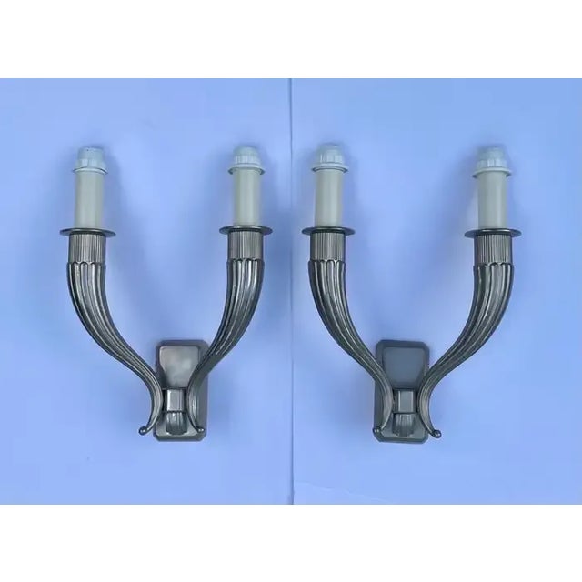 Classic pair of Art Deco style wall sconces from the iconic Four Seasons Hotel George V in Paris, France. This timeless...