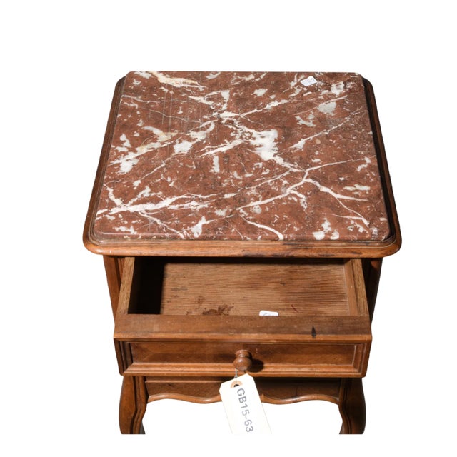 18th Century Antique Louis XVI Style Marble-Top Nightstand / Side Table For Sale - Image 5 of 5